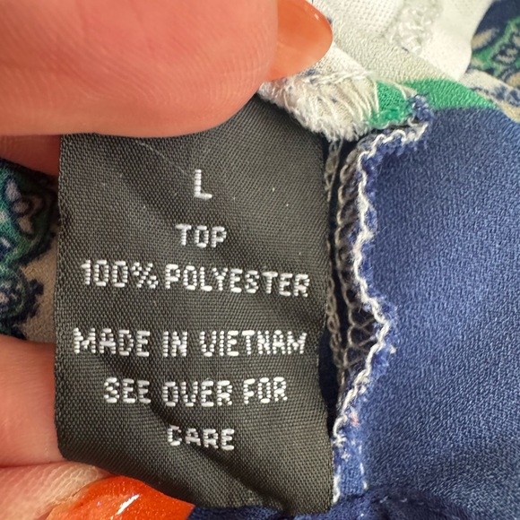 BCX Geometric Green and Navy Lined Camisole - Picture 5 of 7